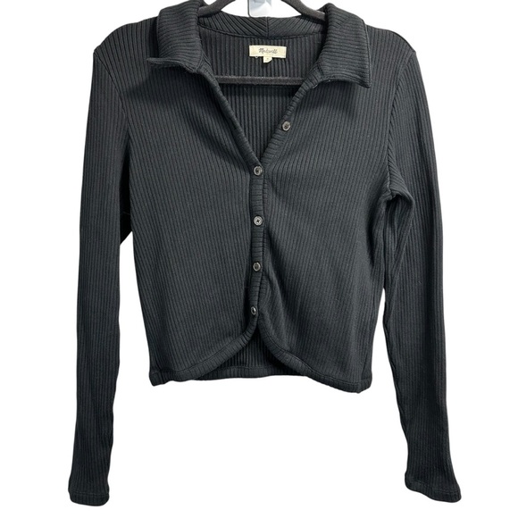 Madewell Curved-Hem Polo Cardigan Tee - Picture 2 of 5